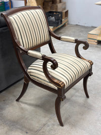 Classic Striped Mahogany Regency Style Dining Armchair