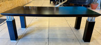 Sleek Modern Black Coffee Table with Brushed Silver Accents