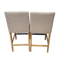 2-Piece Light Grey Upholstered Counter Stool with curved backrest