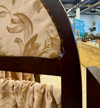 AS IS Arched 4-Panel Folding Room Divider Screen with  Damask Fabric Panels & Curtains Used as a Theatre Set Prop