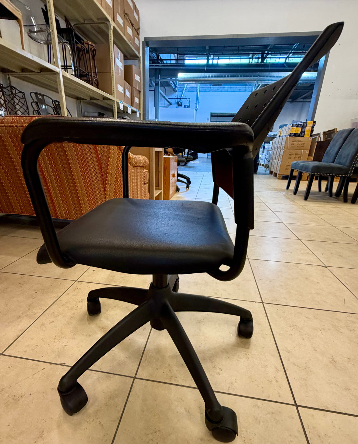 Ergonomic Black Perforated Task and Office Desk Chair with Armrests