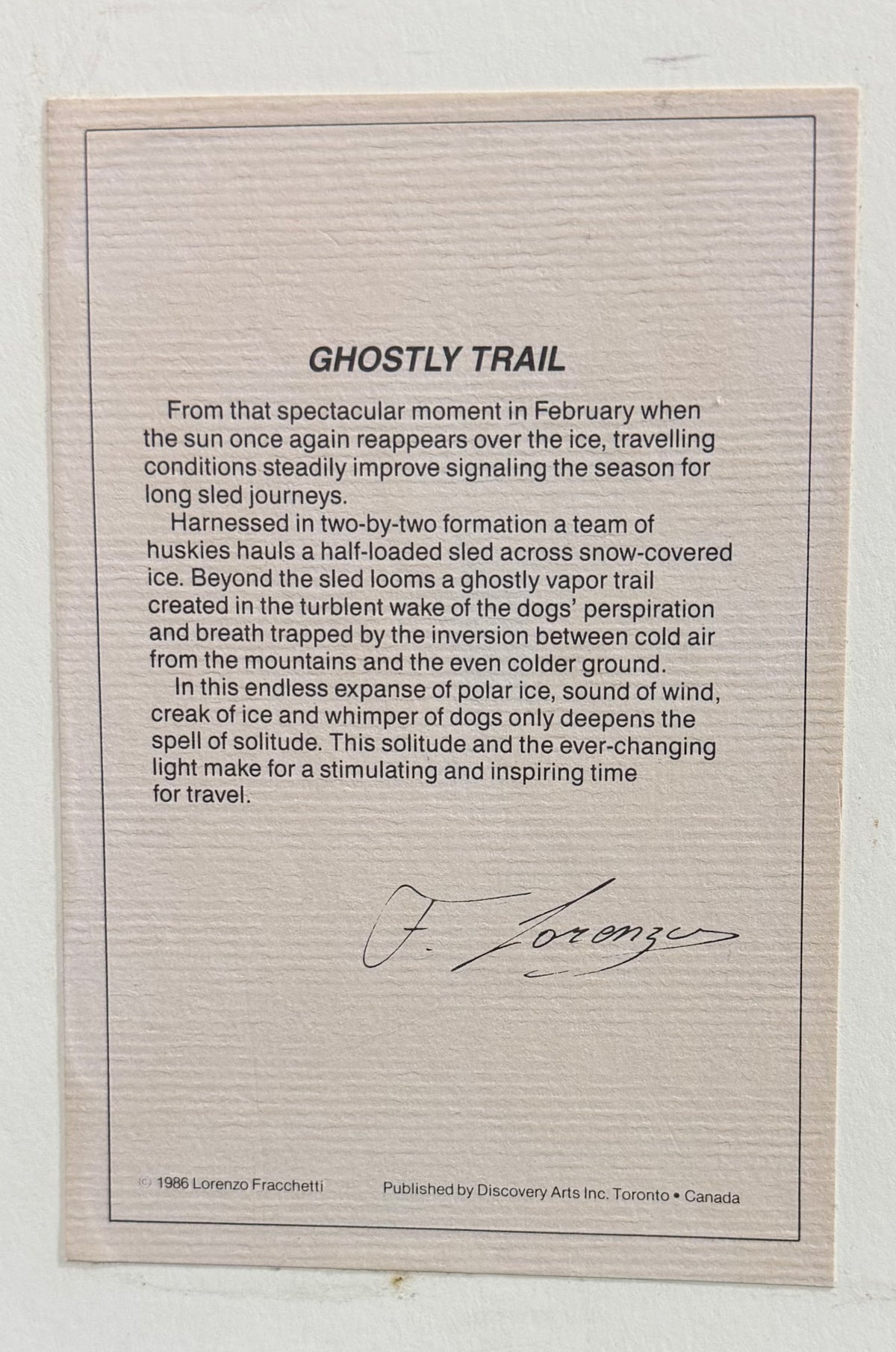 Lorenzo Frachetti “Ghostly Trail” Limited Edition Signed Print – Canadian Arctic Art
