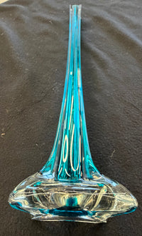 Vibrant Mid-Century Murano Sommerso Turquoise and Clear Art Glass Campanella Vase
