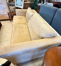 Inviting and Cozy Neutral Faux Swede Living Room Sofa