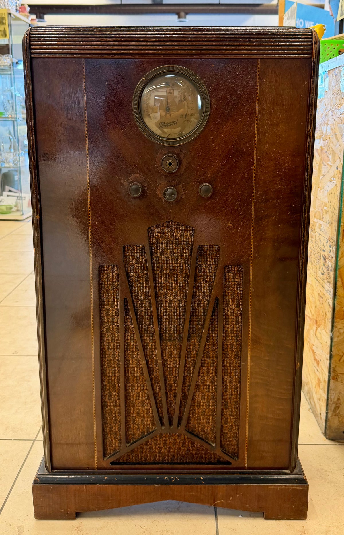 Vintage 1930s Canadian Marconi Company Model 31 Console Radio with Art Deco Styling