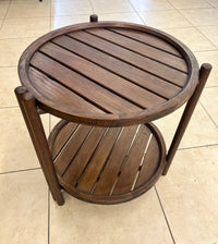 Circular Slatted Wood Accent Stand