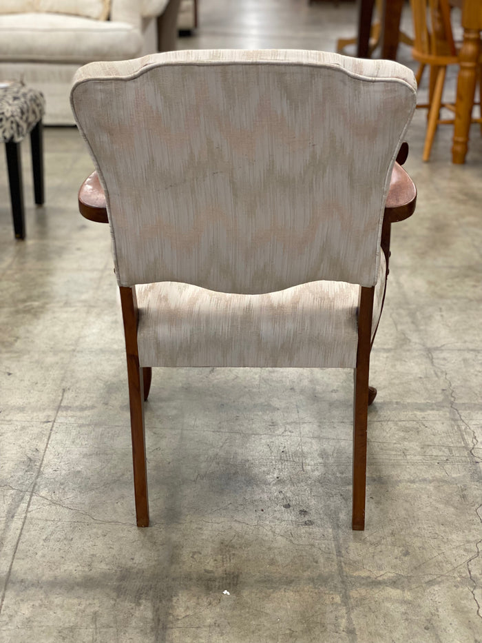 Cream Chevron Queen Anne Arm Chair