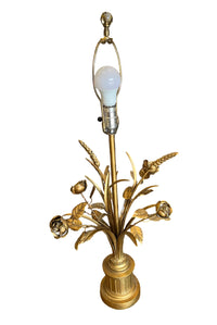 Antique Regency Style Gold Floral Sheaf Table Lamp