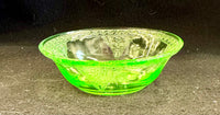 Vintage Art Deco Etched Green Uranium Glass Multi-Piece Set (Bowl, Tumbler, and Stand)