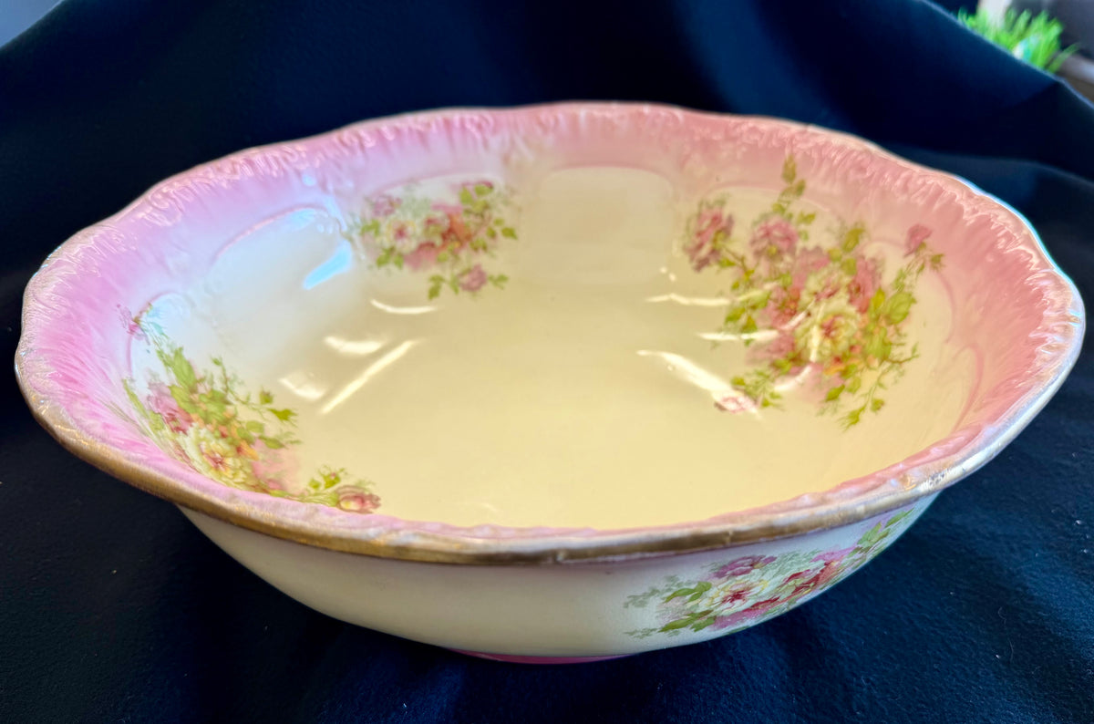 Antique Floral & Pink Porcelain Wash Bowl