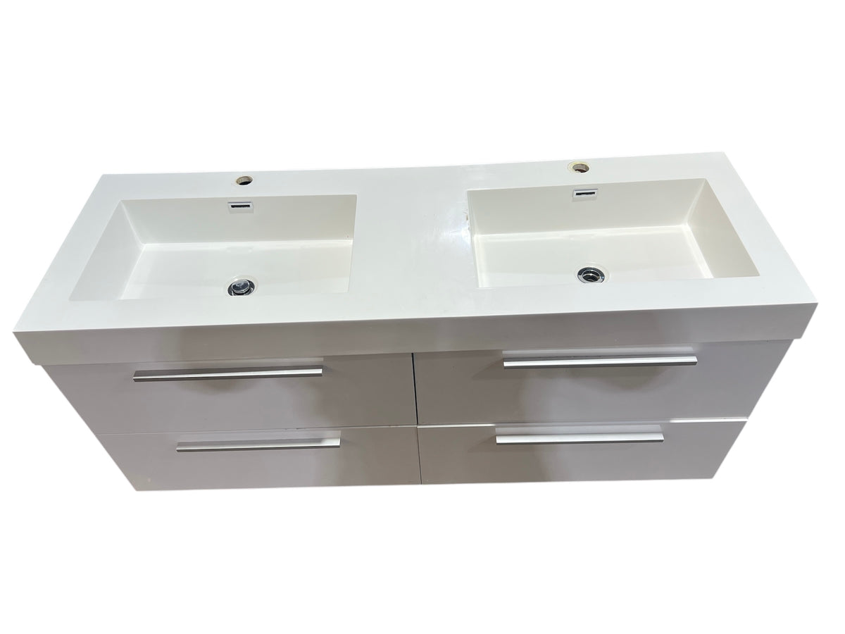 Double Vanity Sink With Floating Cabinet