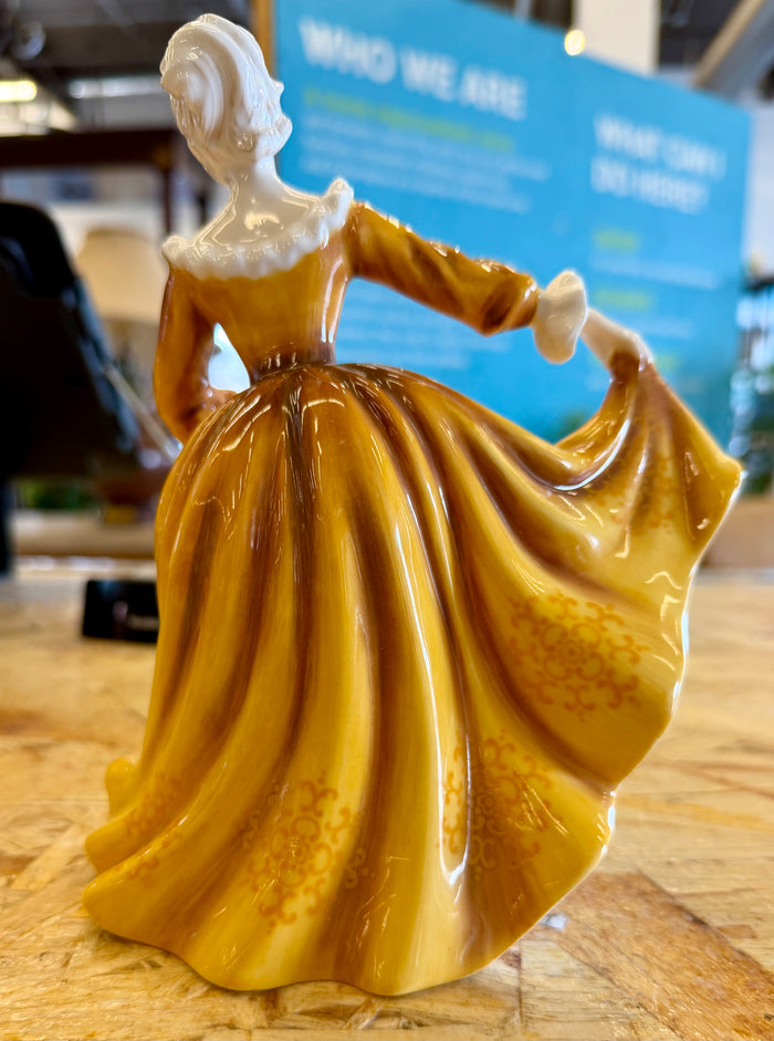 Vintage Royal Doulton "Kirsty" HN 2381 Porcelain Figurine – Golden Yellow Gown