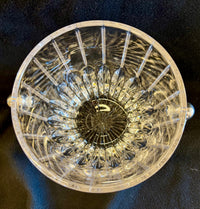 Vintage Heavy Cut Glass Ice Bucket — Radiant Fluted Crystalline Design with Metal Ring Handles