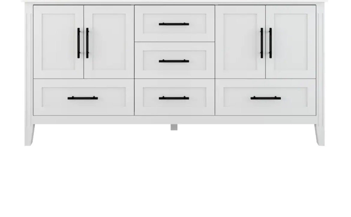 72"W White Ikou Bathroom Vanity Cabinet