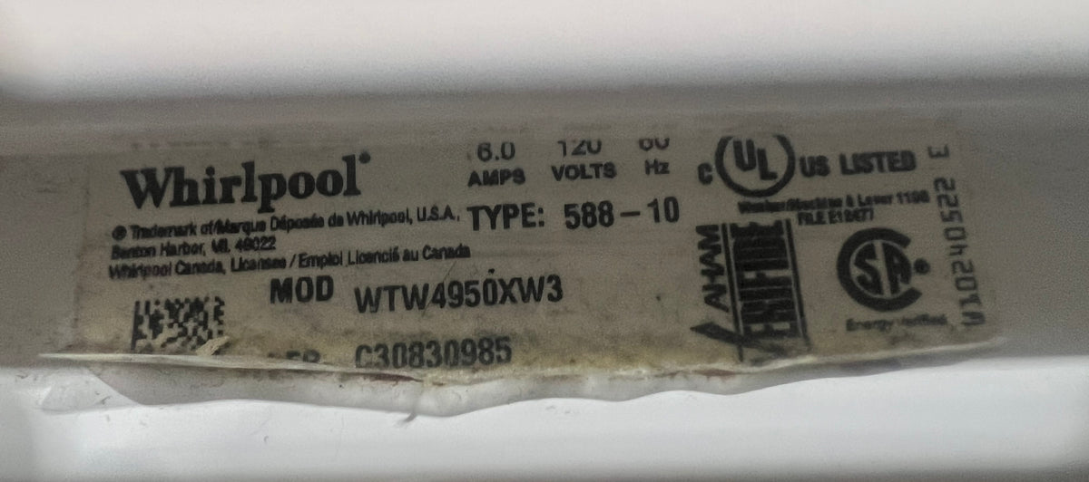 Whirlpool Washer -27” -WTW4950XW