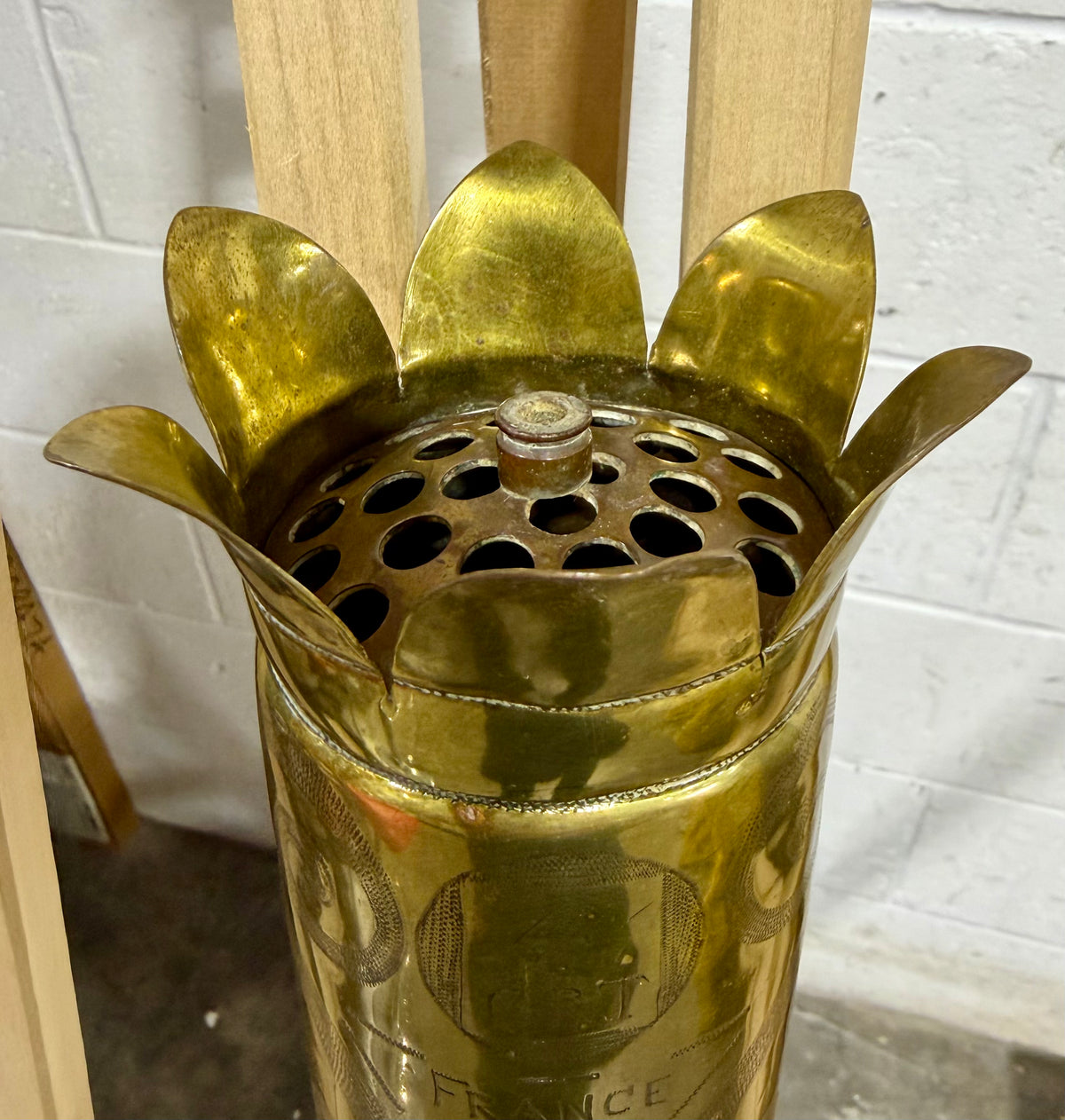 Rare WWI Trench Art Brass Shell Casing – 4th Canadian Railway Troops (1917)