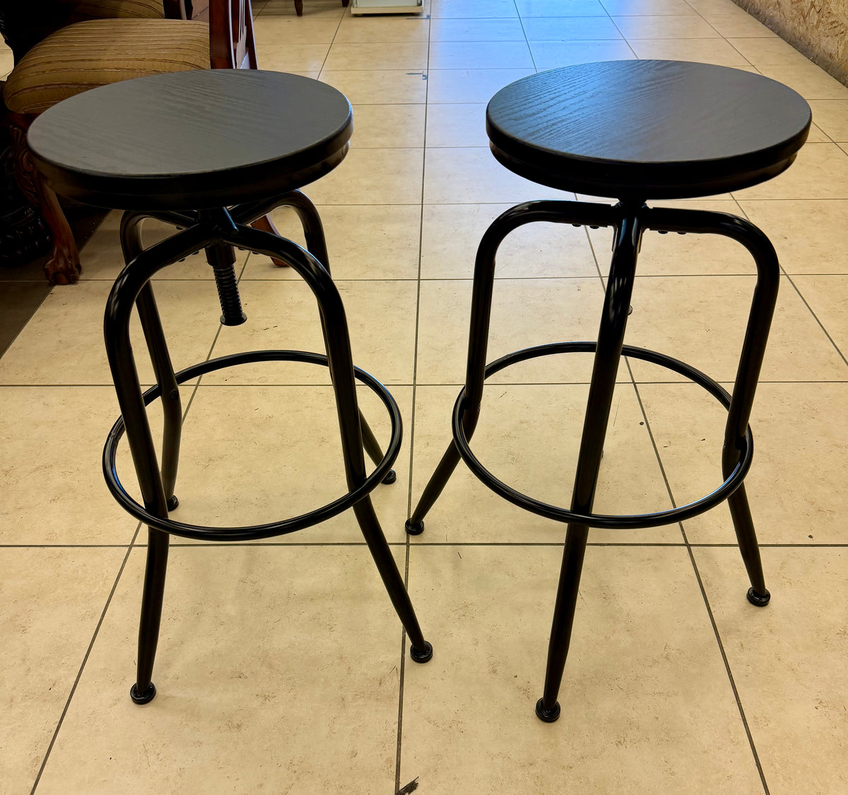 Industrial Modern Swivel Bar Stools - Set of 2