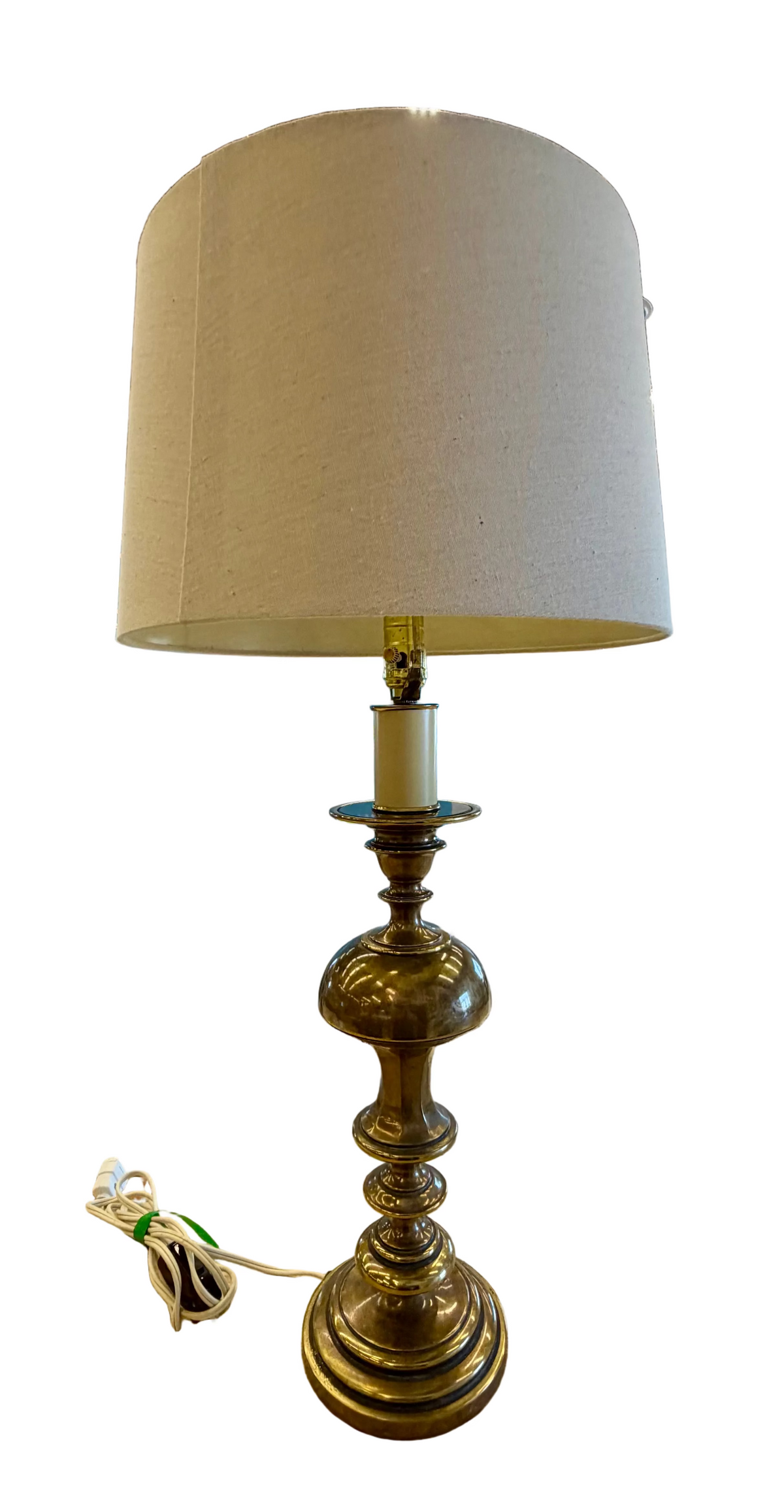 Classic Brass Bouillotte Style Lamp with Traditional Architectural Stepped Base