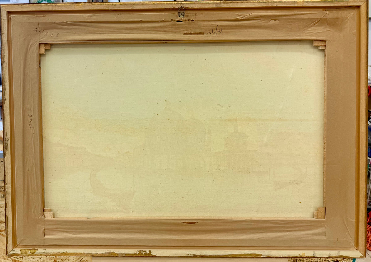 Vintage Mid-Century Venetian Grand Canal Oil Painting – Framed Santa Maria della Salute Scene by Mattorusso