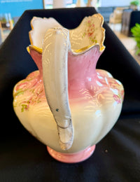 Victorian Porcelain Pitcher with Hand-Painted Roses