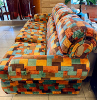 Vibrant Geometric Pattern Mid-Century Modern Sofa