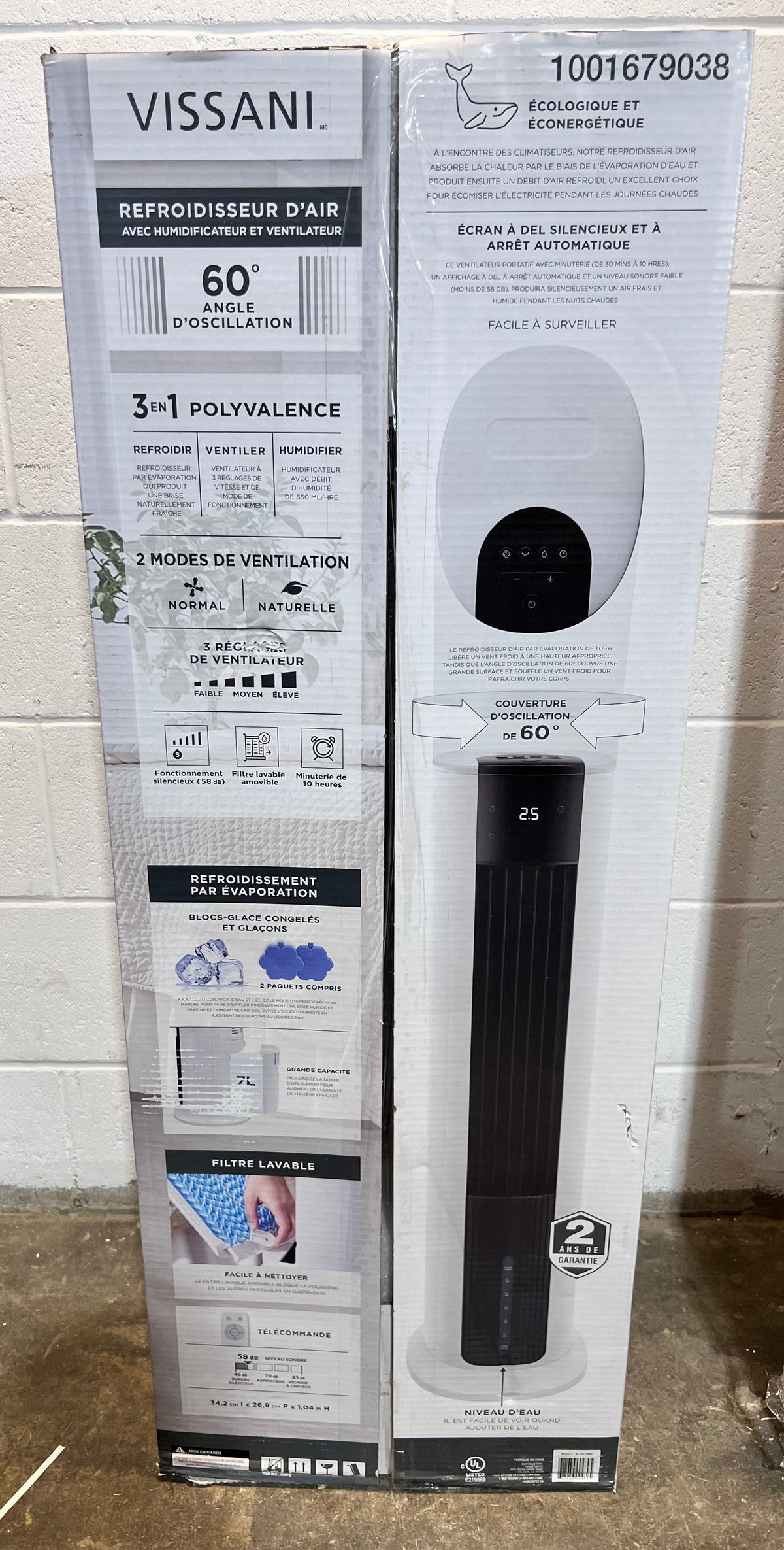 Vissani 3-in-1 Portable Evaporative Air Cooler, Tower Fan & Humidifier for 320 Sq. Ft.