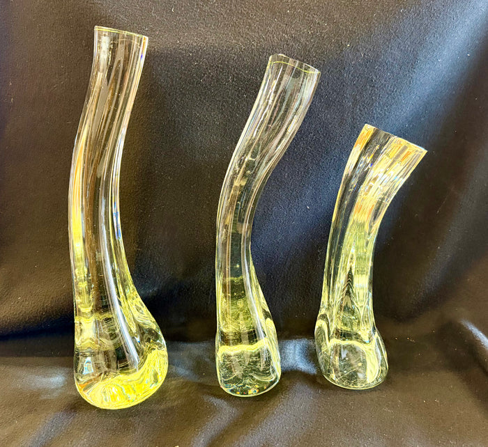 Trio of Hand-Blown Freeform Art Glass Sculptures — Elegant Twisted Form Set