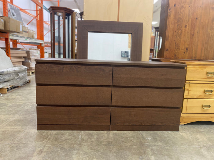 Ikea Malm Black - Brown 6 Drawer Dresser with Mirror