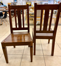 Pair of Artisanal Solid Wood Dining Chairs