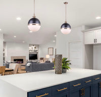 Canarm Nyla 1-Light Matte Black and Gold Pendant with Opal Glass