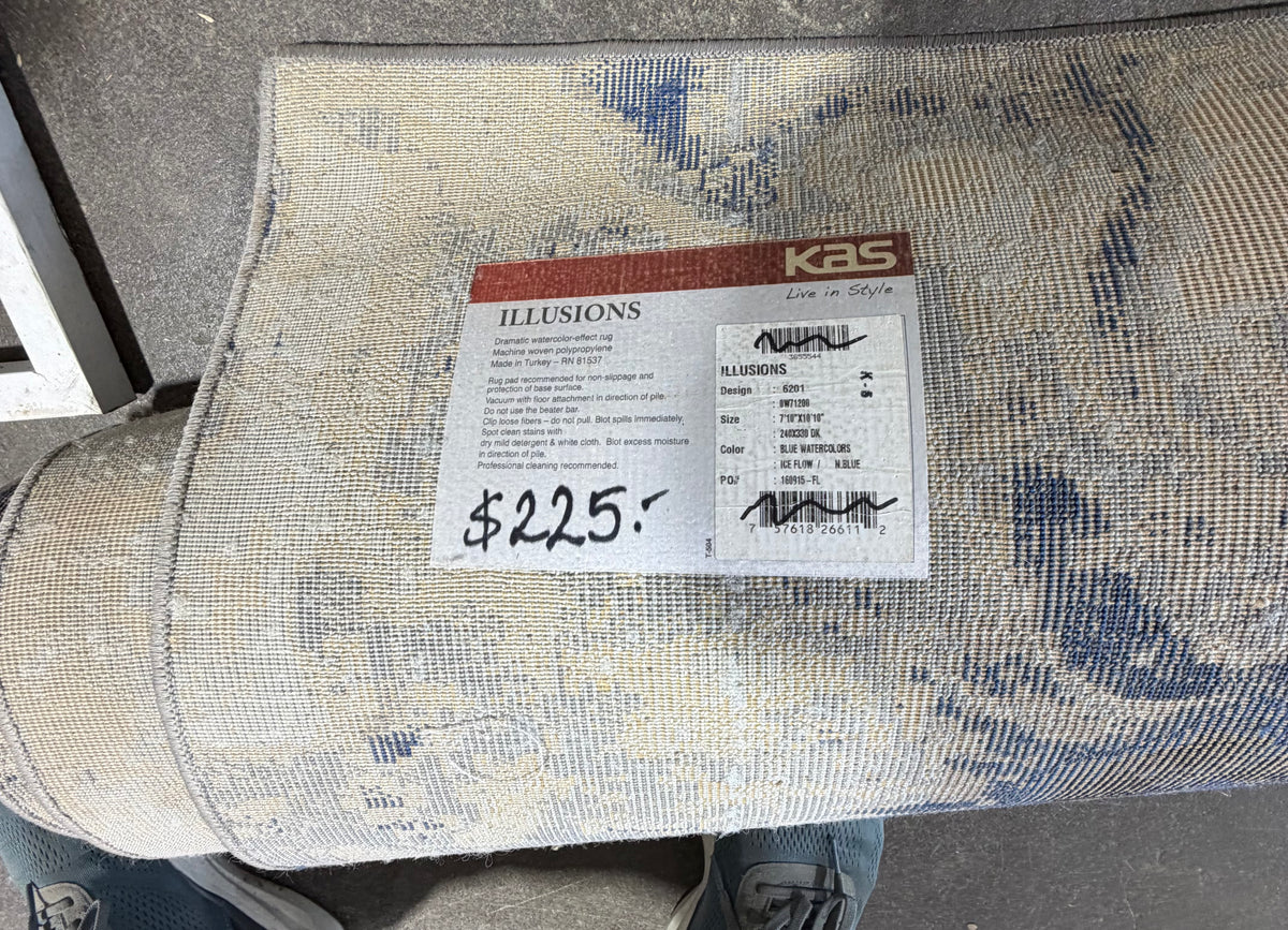 KAS Illusions Collection Modern Abstract Watercolor Area Rug. 7'10" x 10'10".