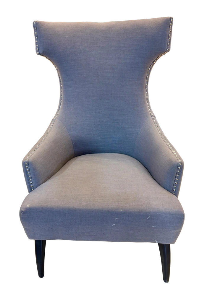 Hartfield Taupe Studded  High Wingback Accent Chair with Nailhead Trim