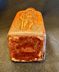 Vintage Hand-Tooled Spanish Leather Don Quixote & Sancho Panza Flask Bottle