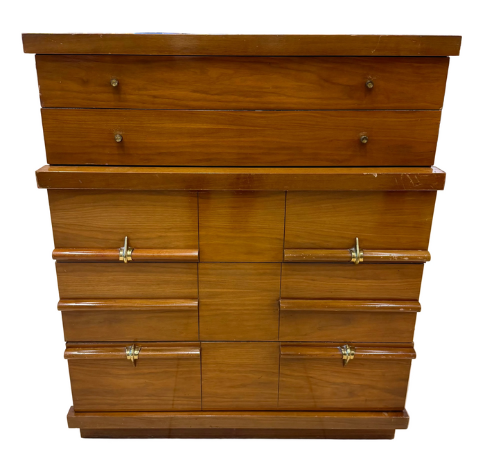 Vintage Mid-Century Pepplers Fine Furniture Tallboy Dresser