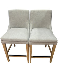 2-Piece Light Grey Upholstered Counter Stool with curved backrest