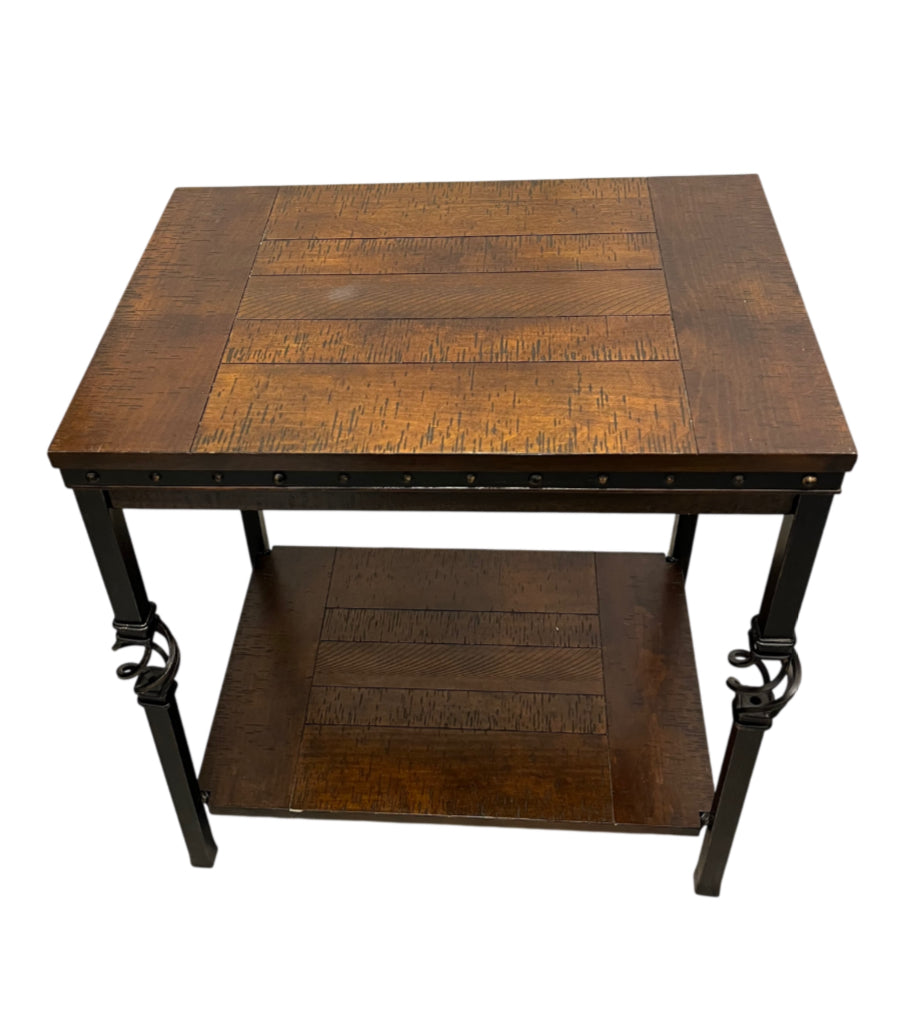 Rustic Style Wooden End Table