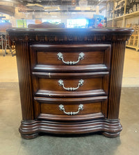 Ornate Traditional Dark Wood Nightstand