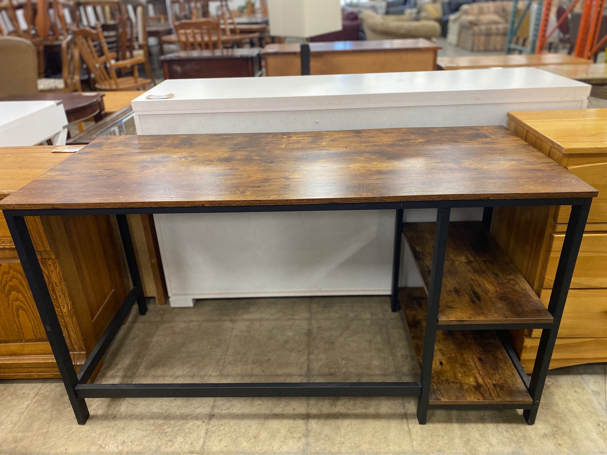 Industrial Style Writing Desk with 2 Shelves