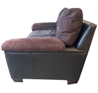 Brown Suede with Leather Base Loveseat