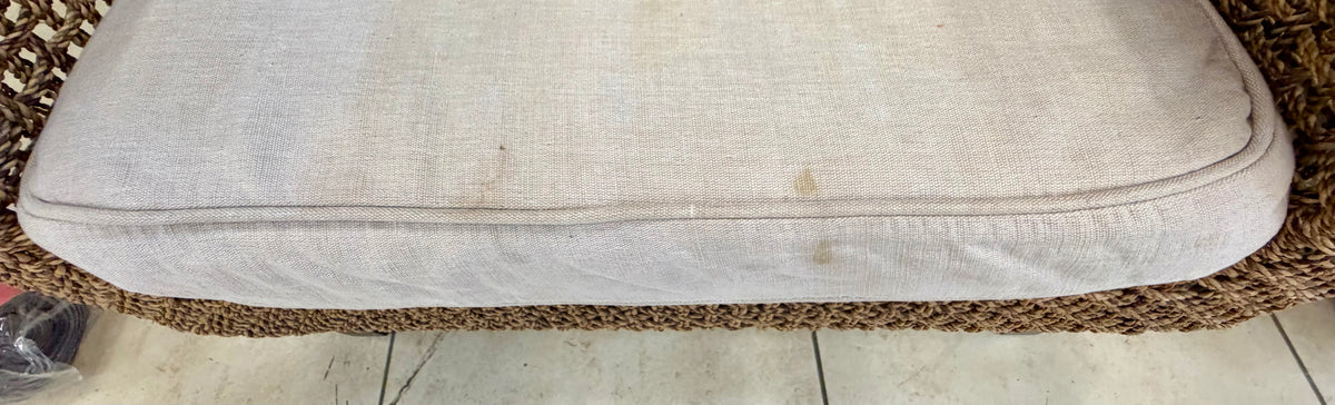 Woven Seagrass & Linen Armchairs (Pair)