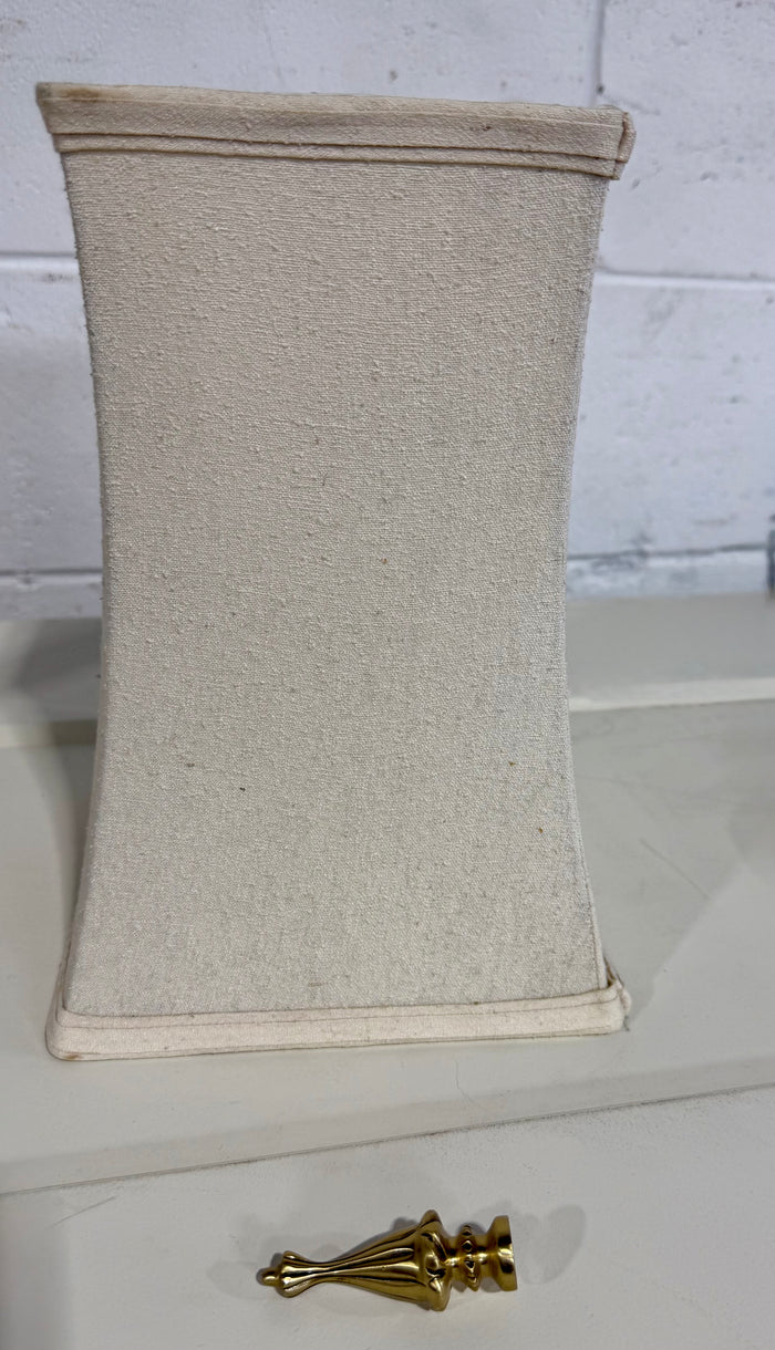 Vintage Cut Crystal and Brass Accent Table Lamp with Textured Fabric Shade
