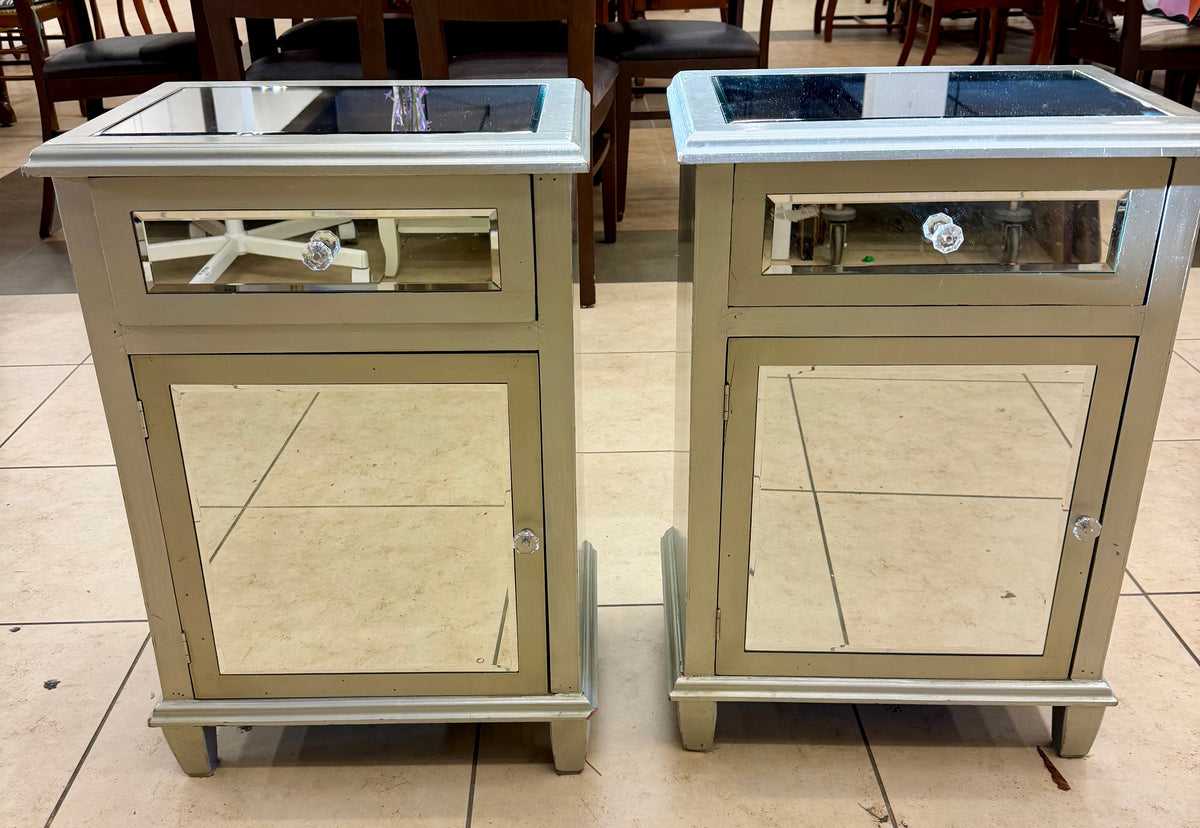 Mirrored Nightstands / Accent Cabinets (Set of 2)