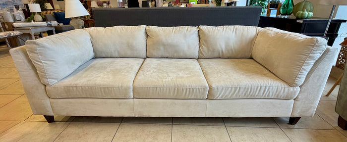 Modern Cream Faux Suede 3-Cushion Sofa