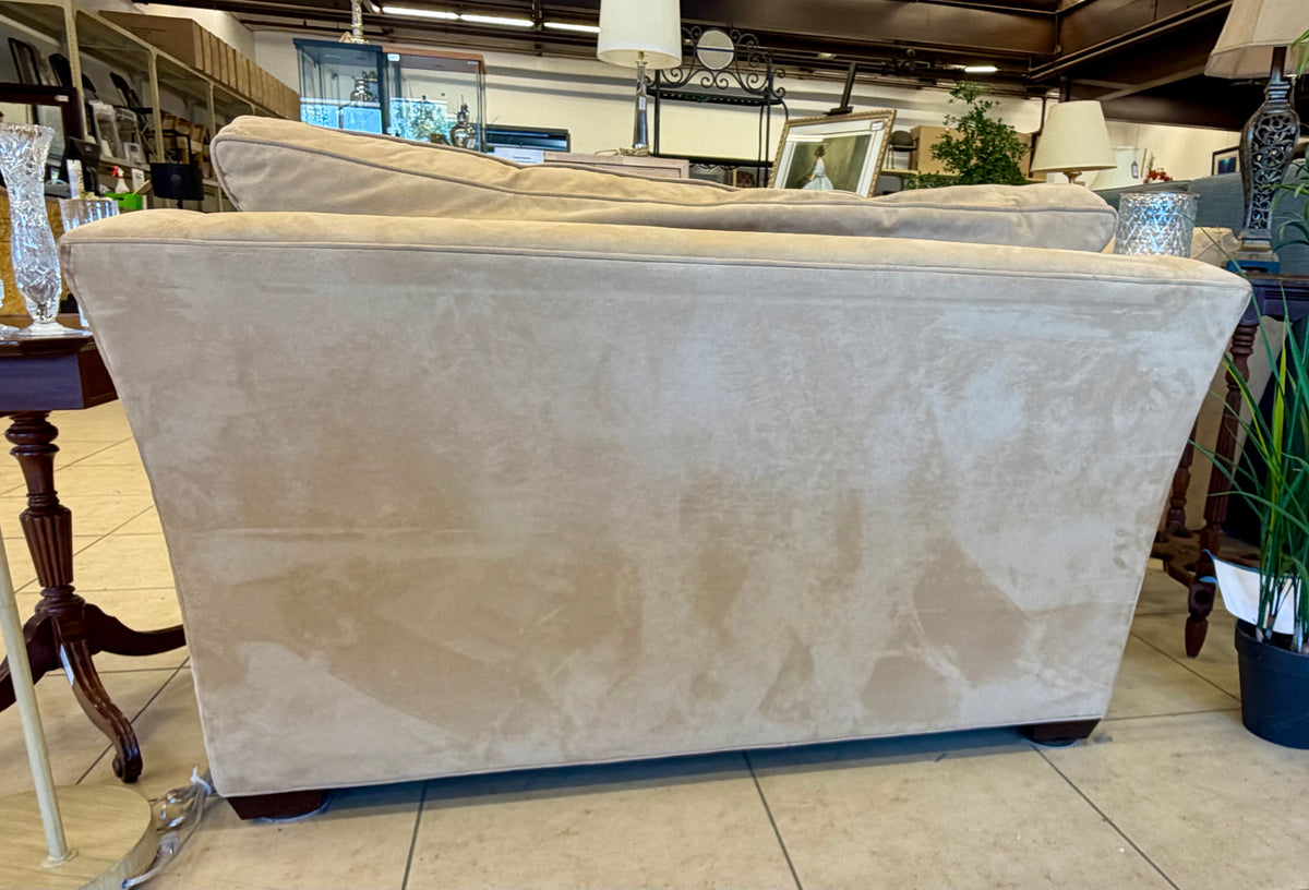 Luxurious Faux Suede Loveseat in Warm Neutral