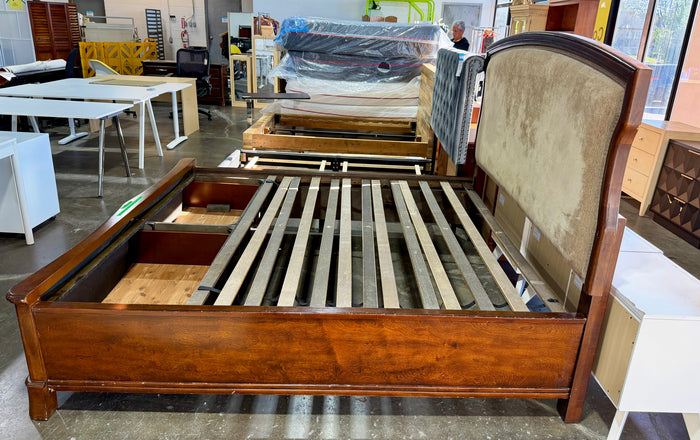 Ashley Furniture King Upholstered Platform Bed with Built-in Footboard Storage Drawers