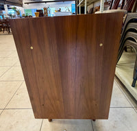 Mid-Century Modern Style Walnut Office Credenza & Lateral File Cabinet with Brass Accent Legs