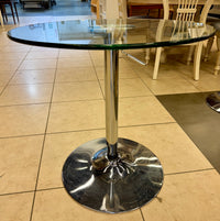 Sleek & Space-Saving Modern Chrome & Glass Adjustable Bar Table