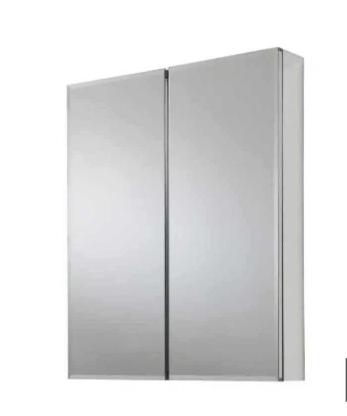 Glacier Bay 24-inch x 29-inch Recessed or Surface Mount Medicine Cabinet with Bi-View Beveled Mirror in Silver