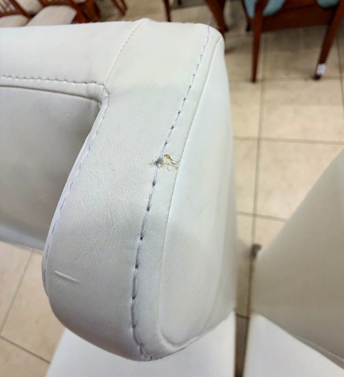Set of 2 Modern High-Back Faux Leather Dining Chairs – Off-White/Cream