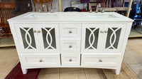 Elegant White 61" Double Sink Bathroom Vanity with Quartz Top & Premium GROHE Faucets